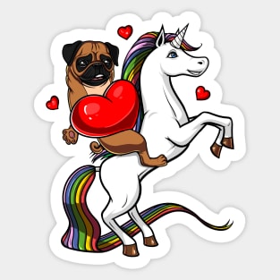 Pug Dog Riding Unicorn Sticker